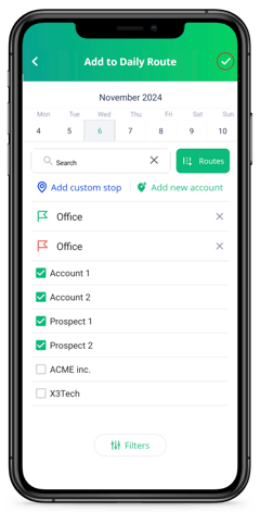 Daily Route Checkmark highlighted