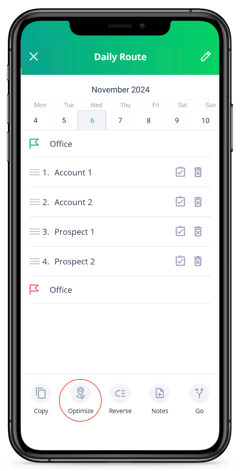 Daily Route Optimize highlighted