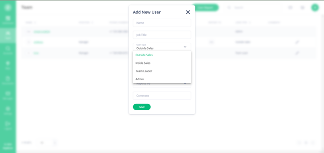 User Type drop-down