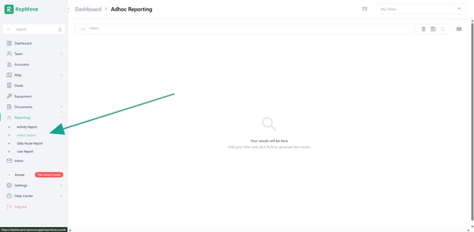 adhoc reporting menu